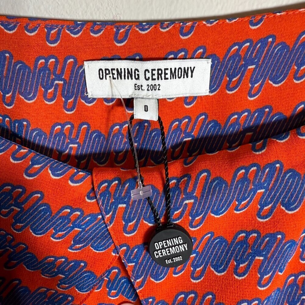 NWOT Opening Ceremony 100% Silk Patterned Tent Maxi Dress Women's 0 Orange Flowy - Picture 8 of 16